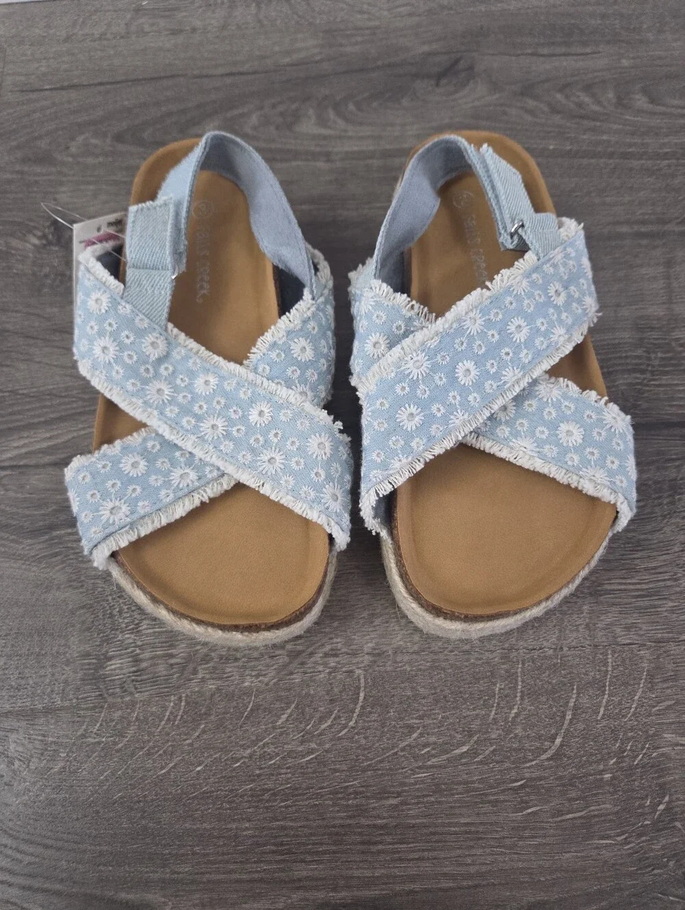 Girls Light Blue Daisy Espadrille Platform Sandals Size 3 NWT
